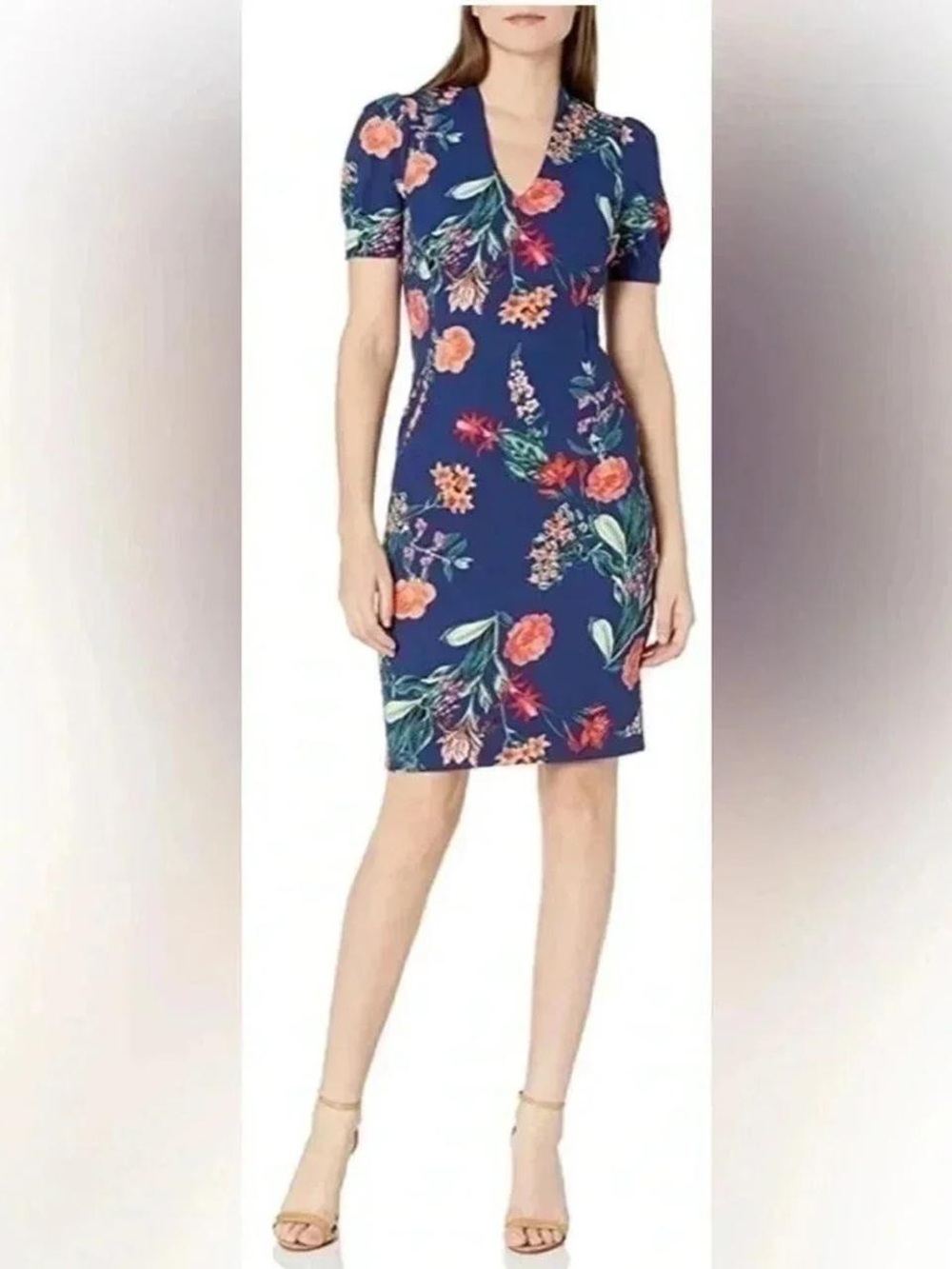 Vince Camuto Floral Scuba Crepe Bodycon Sheath Dress